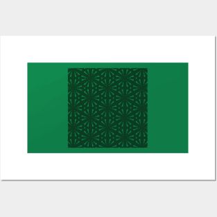 Polynesian Kelly Green Circle Leaf Tropical Pattern Posters and Art